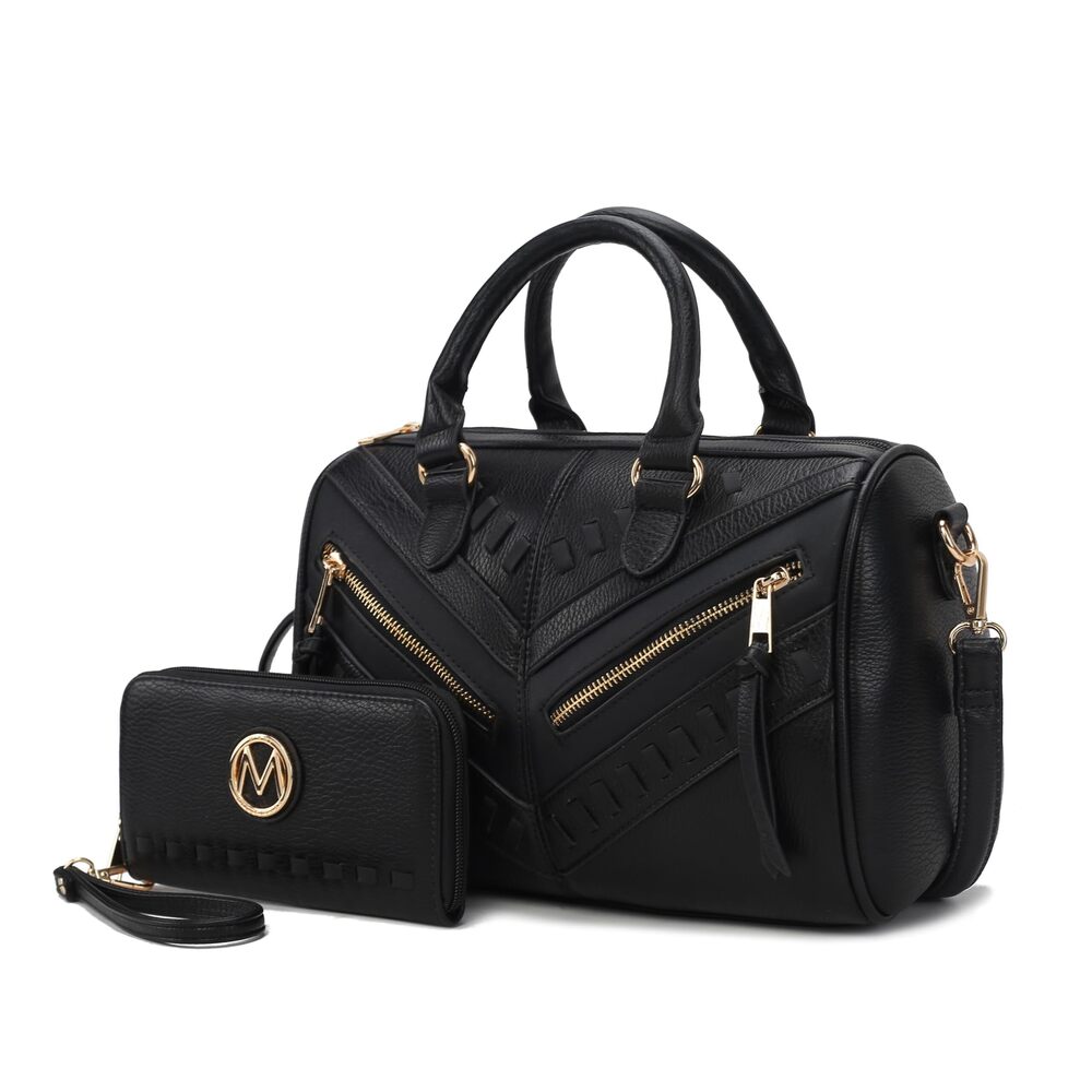 4728 Satchel Bag with Wallet, Vegan Leather Top Handle Shoulder Handbag